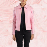 Vera Pink Classic Leather Jacket for Women
