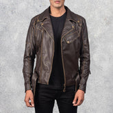 Victor Distressed Brown Leather Biker Jacket