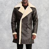 Victor Men's Brown Shearling Double-Breasted Coat