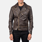Victor Distressed Brown Leather Biker Jacket