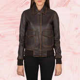 Westa A-2 Brown Leather Bomber Jacket