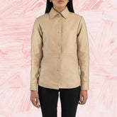 Zenith Beige Leather Shirt Jacket