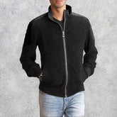 Zenith Black Men's Hybrid Suede Bomber Jacket