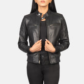 Saltco Zenna Black Leather Bomber Jacket