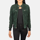 Saltco Zenna Green Suede Bomber Jacket