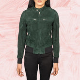 Zenna Green Suede Bomber Jacket