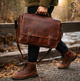 Ravendell Carryall Brown Leather Satchel for Men