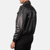 Archer Noir Men's Black Leather Bomber Jacket