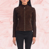 Adalyn Quilted Mocha Suede Biker Jacket