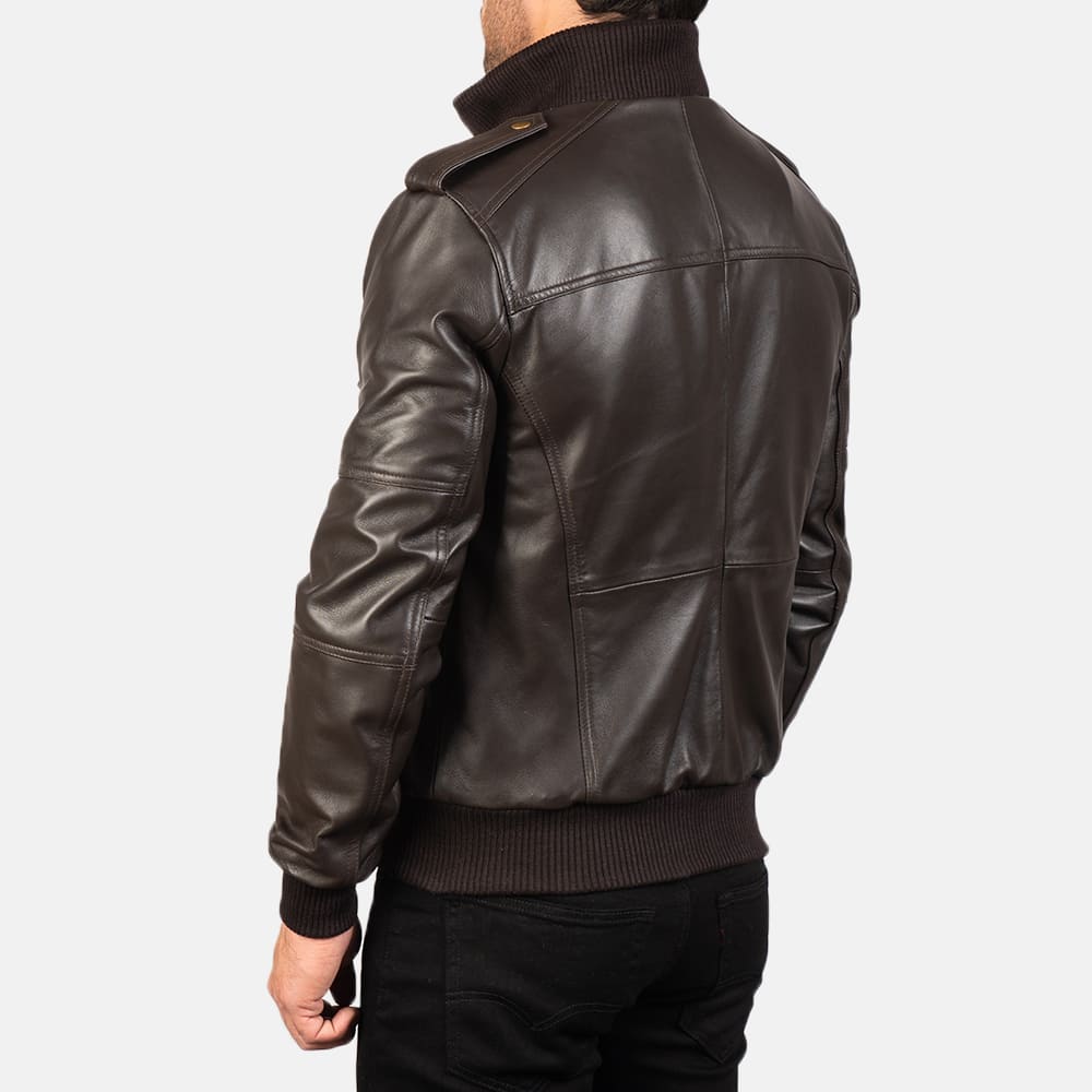 Shadowhawk Brown Men's Leather Bomber Jacket