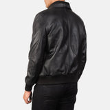 SkyRolf Black Men's Leather Bomber Jacket