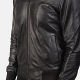 SkyRolf Black Men's Leather Bomber Jacket