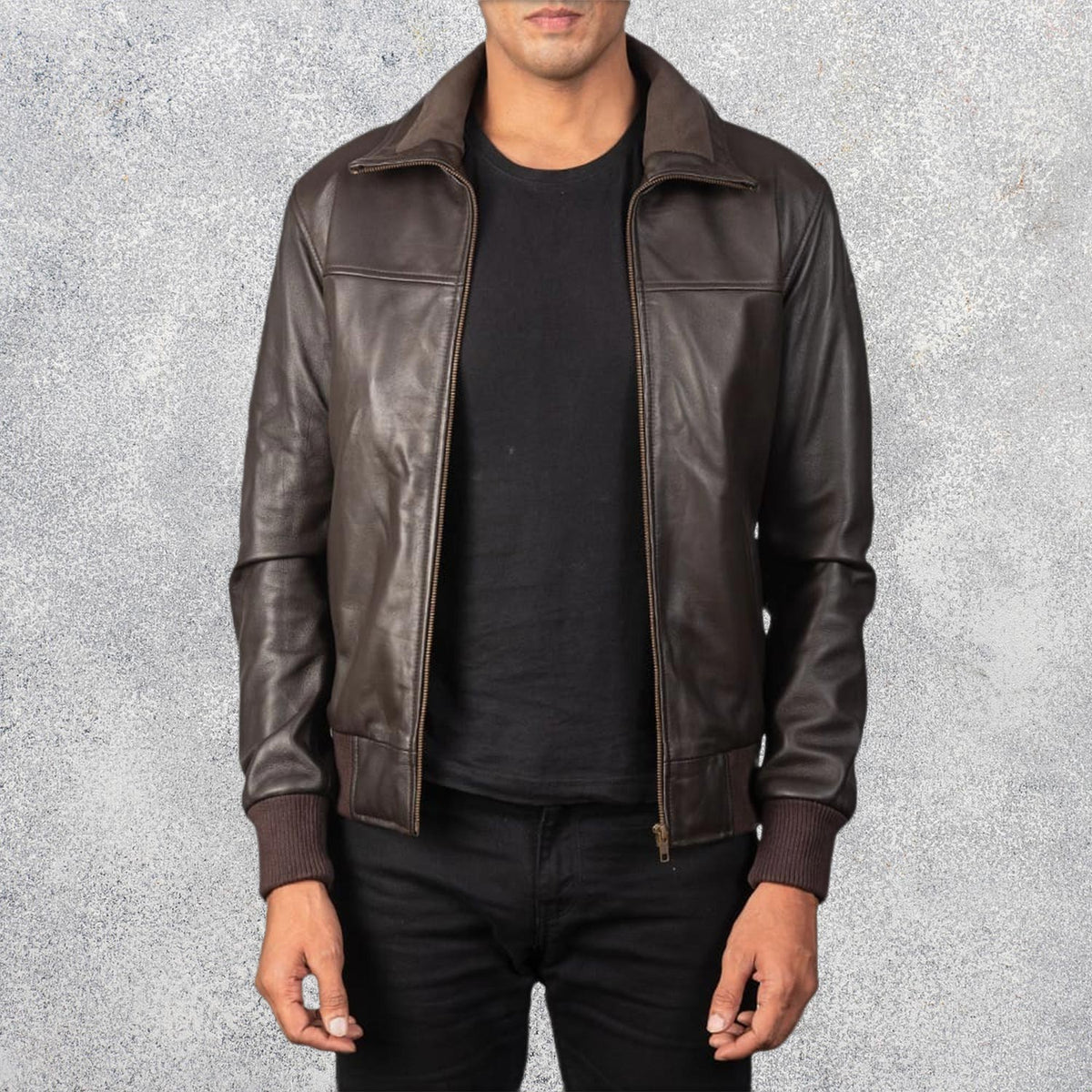 Air Rolf Brown Leather Bomber Jacket