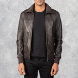 Air Rolf Brown Leather Bomber Jacket