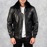 Airin G-1 Black Leather Bomber Jacket