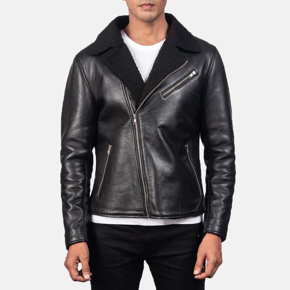 Everett Shearling Black Men's Leather Jacket