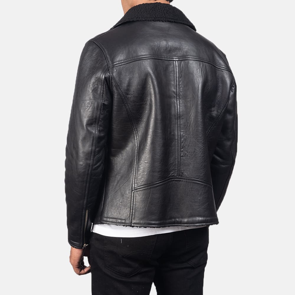 Everett Shearling Black Men's Leather Jacket
