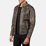 Logan Distressed Brown Men's Leather Biker Jacket
