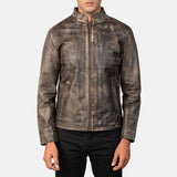Logan Distressed Brown Men's Leather Biker Jacket