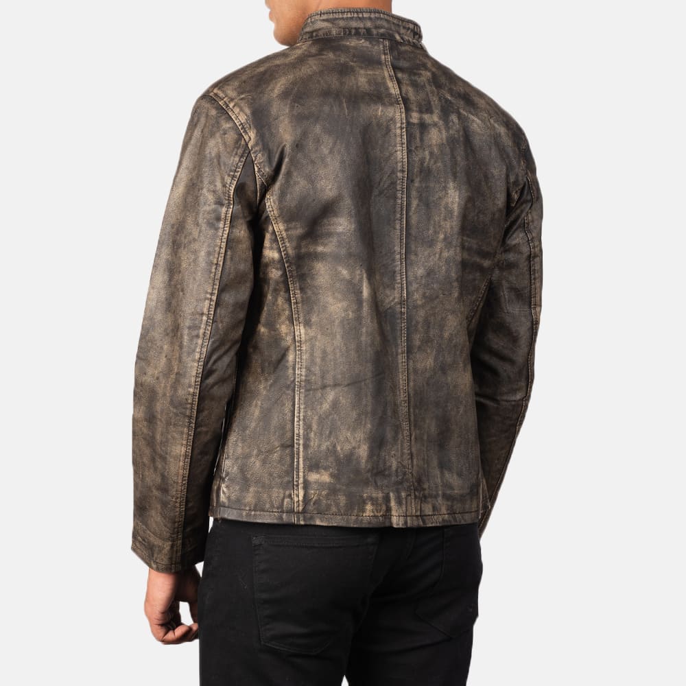 Logan Distressed Brown Men's Leather Biker Jacket