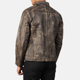 Logan Distressed Brown Men's Leather Biker Jacket