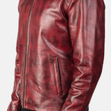 Burgano Distressed Burgundy Leather Jacket for Men