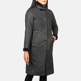 Amira Shearling Black Leather Coat for Women