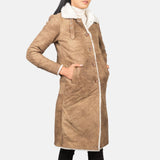Amira Shearling Brown Leather Coat for Women