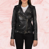 Alison Black Leather Biker Jacket