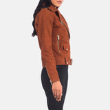 Carmela Brown Suede Biker Jacket for Women