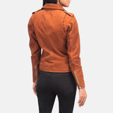 Carmela Brown Suede Biker Jacket for Women