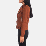 Carmela Brown Suede Biker Jacket for Women
