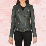 Alison Green Leather Biker Jacket