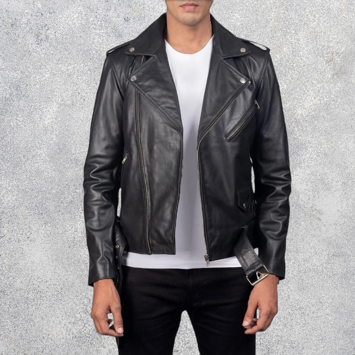 Allaric Alley Black Leather Biker Jacket