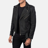 Ryder Distressed Black Men's Leather Biker Jacket
