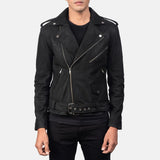 Ryder Distressed Black Men's Leather Biker Jacket