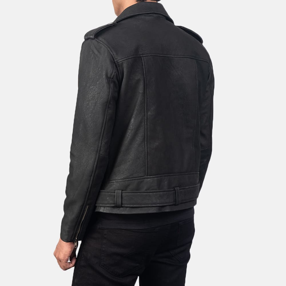 Ryder Distressed Black Men's Leather Biker Jacket