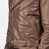 Tarek Mocha Leather Biker Jacket