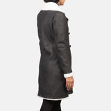 Ivy Black Double Breasted Shearling Coat for Women