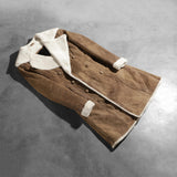 Ivy Distressed Brown Double Breasted Shearling Coat for Women