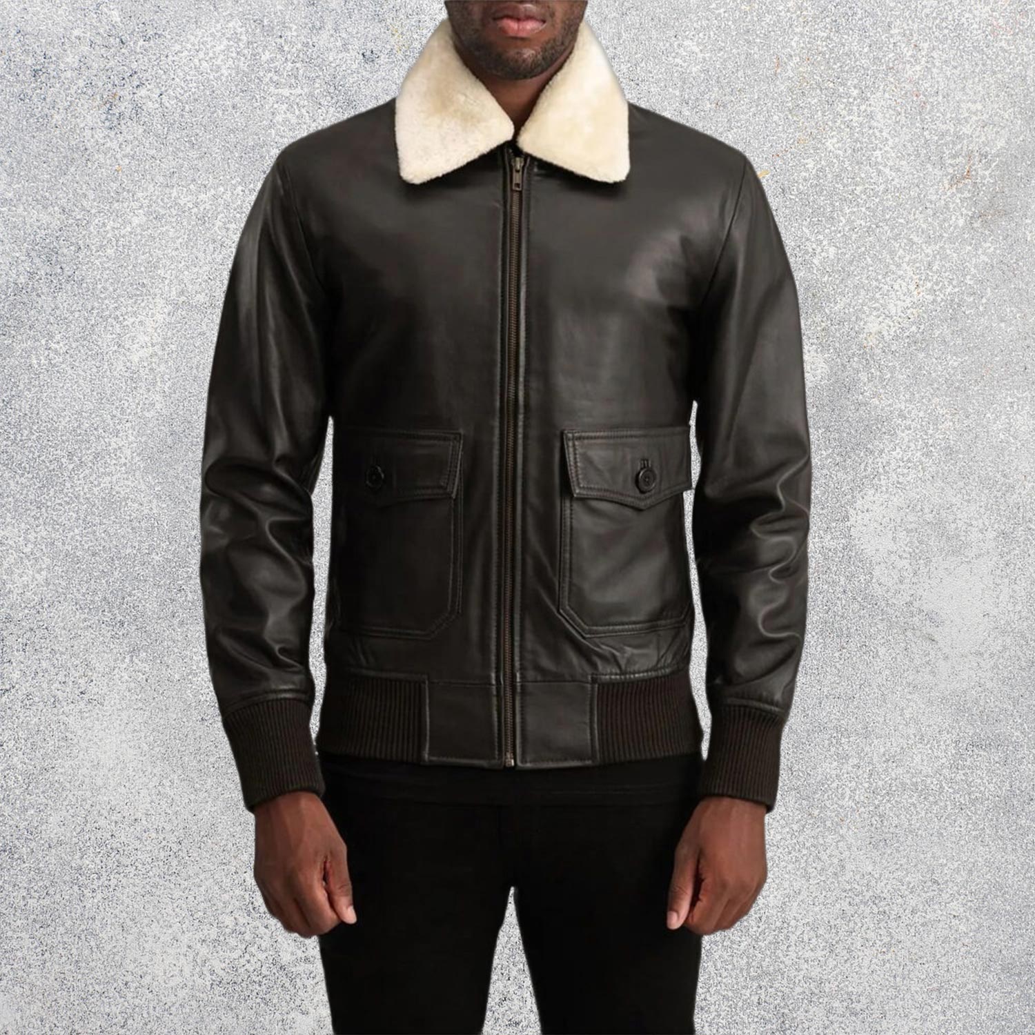 Arden G-1 Men's Sheepskin Brown & Cream Leather Bomber Jacket