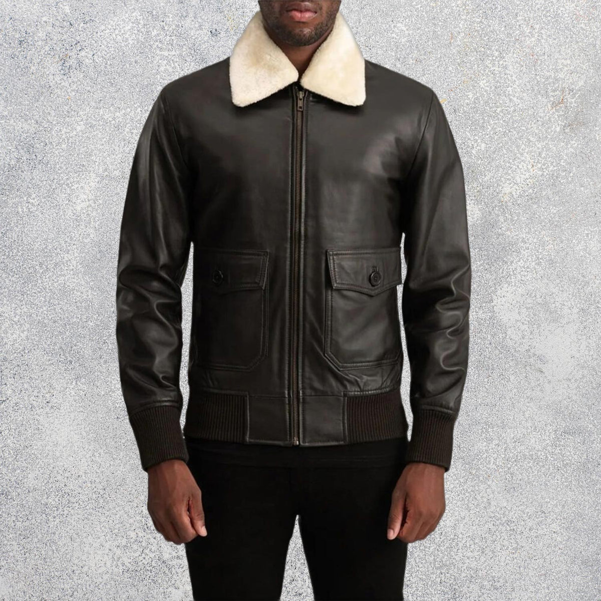 Arden G-1 Men's Sheepskin Brown & Cream Leather Bomber Jacket