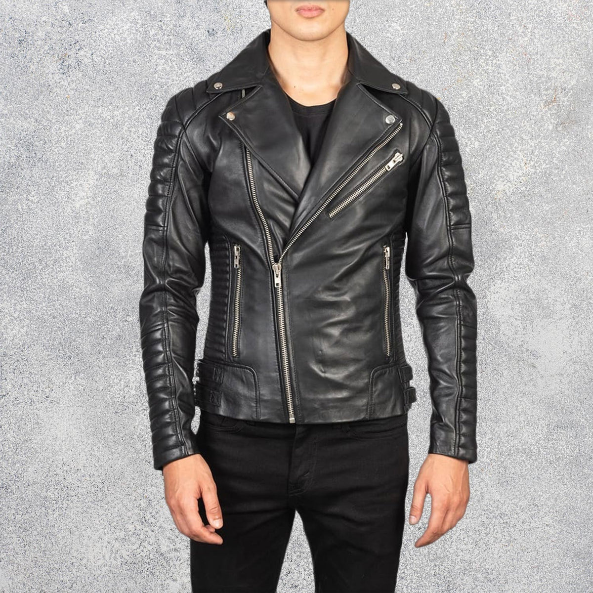 Armand Black Leather Biker Jacket