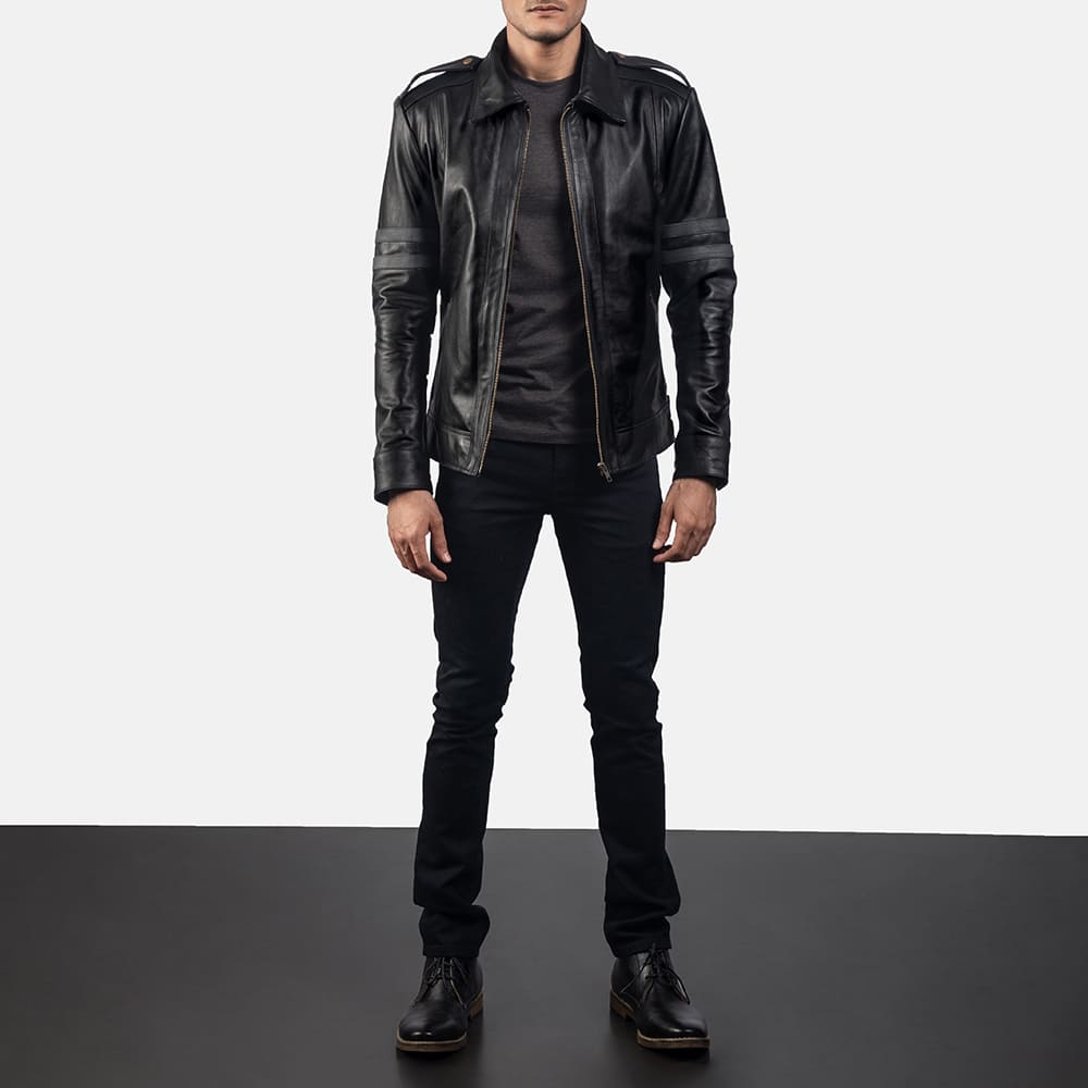 Colton Black Men's Leather Biker Jacket