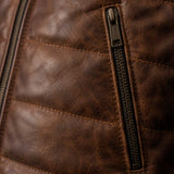 Ashcroft Leather Puffer Vest Front Zipper Pocket Detail
