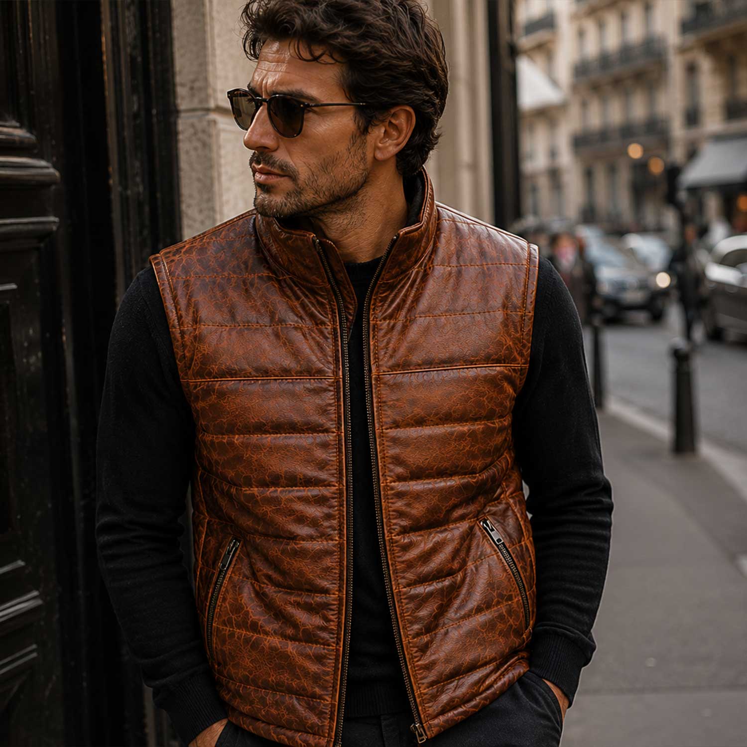 Ashcroft Full Grain Leather Vest Urban Street Style