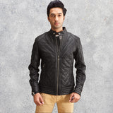 Axel Men's Quilted Black Leather Jacket