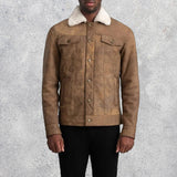 Axel Snuffed Brown Shearling Trucker Jacket for Men
