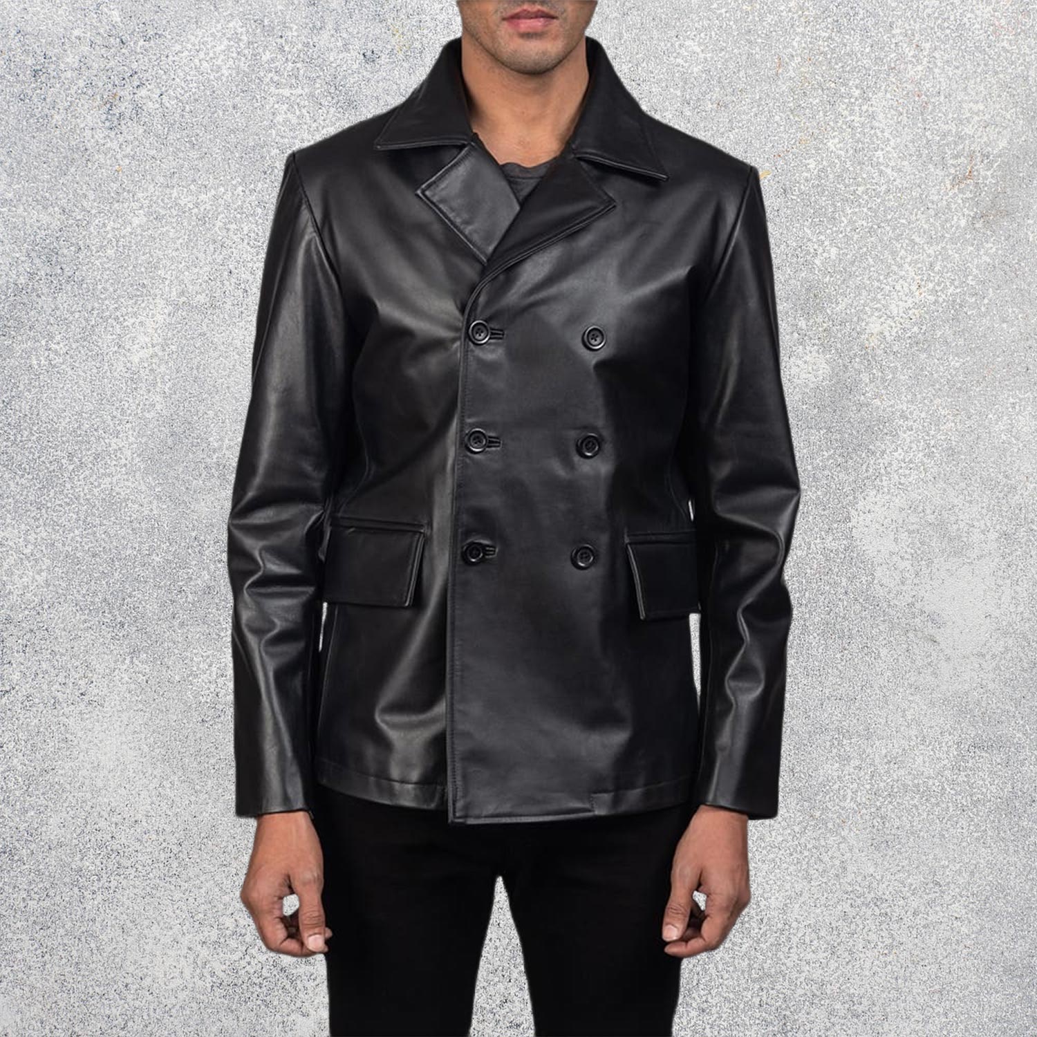 Bailey Black Leather Naval Peacoat