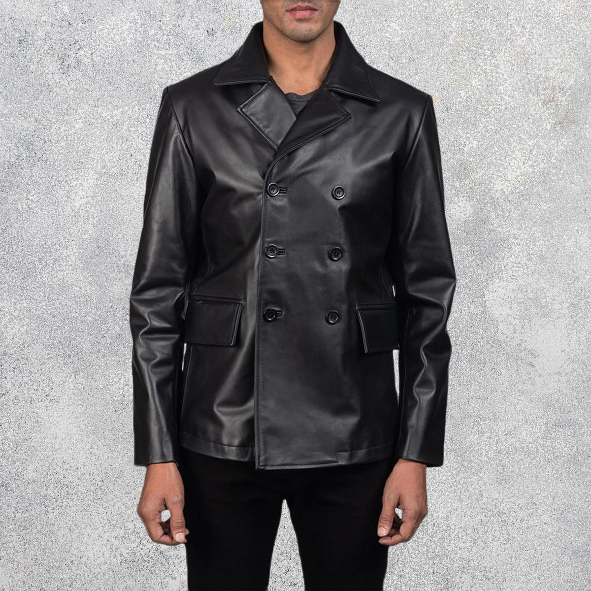 Bailey Black Leather Naval Peacoat